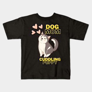 Dog mom Cuddling Puppy Kids T-Shirt